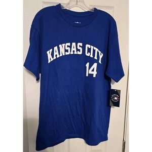 MLB Kansas City Royals Caglianone 14 Short Sleeve Shirt Mens Large Blue CSA NWT